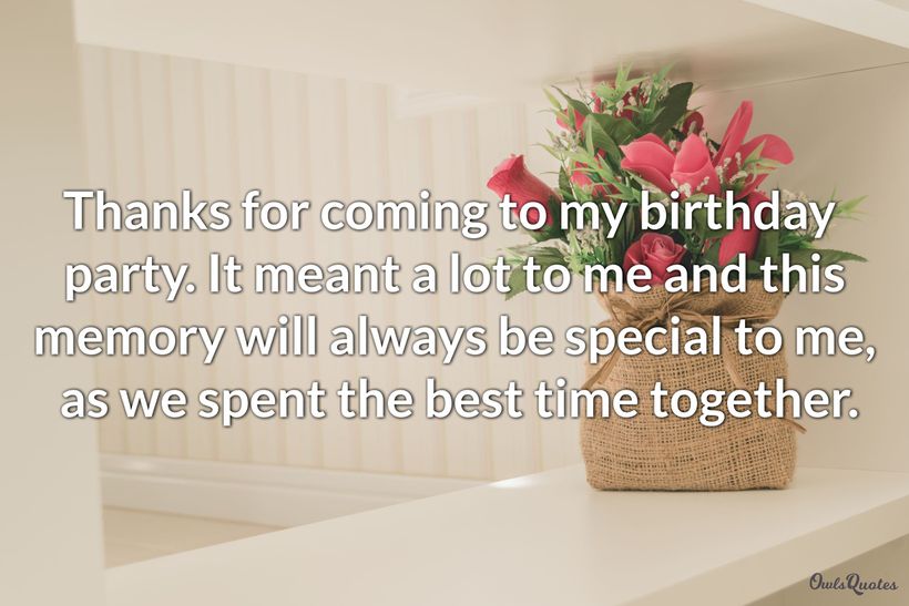 Thank you message for attending birthday celebration